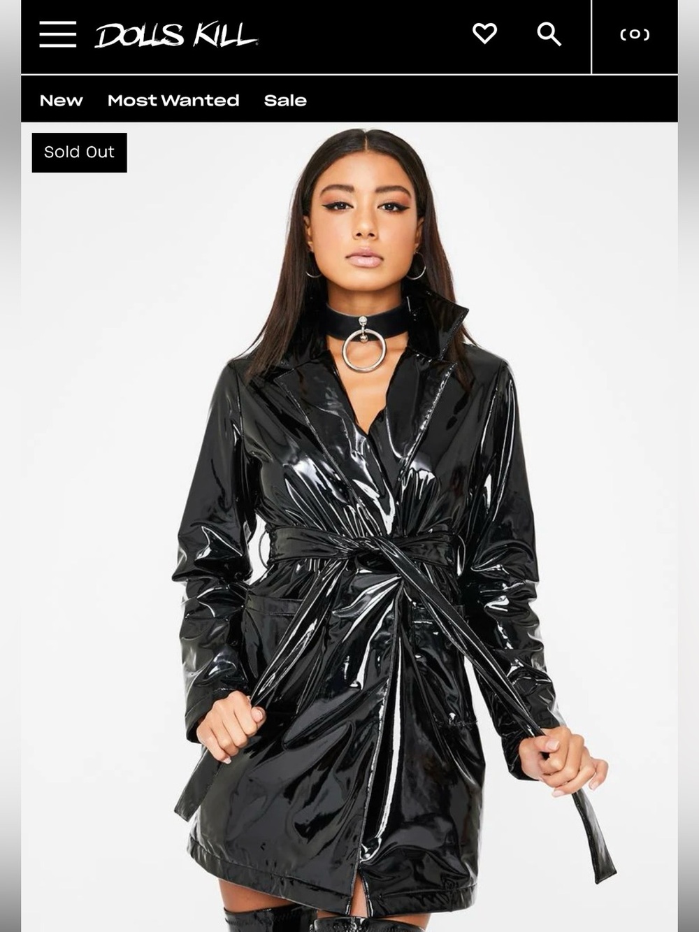 NWT DOLLS KILL Slick Shiny Halloween NIGHT VIRAL VENGEANCE Belted TRENCH COAT